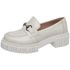 Sapato Feminino Mocassim Conforto Em Couro Off White Tratorado Metal Grafite 