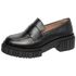 Sapato Mocassim Feminino Em Couro Preto Sola Tratorada