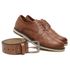 Kit Sapato Oxford Masculino + Cinto Em Couro Legítimo Caramelo Caramelo