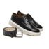 Kit Sapato Masculino Casual Sola Alta + Cinto Em Couro Preto