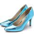 Sapato Feminino Scarpin 1720 Napa Metalizada Azul Serenity