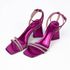 Sandália Feminina Salto Grosso Com Strass 182162 Napa Metalizada Pink