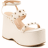 Sandália Feminina Salto Anabela Com Tiras Em Napa Off White 182172