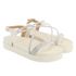 Sandália Papete Flatform Feminina Brilho Com Tiras De Strass Off White 199057