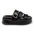 Sandália Feminina Papete Flatform Tira Com Fivela 5301 Croco Preto - Violeta
