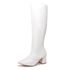Bota Feminina Salto Bloco Bico Fino 190212 Craquelê Branco
