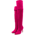 Bota Over Feminina Acima Do Joelho Cano Alto Salto Fino 1716 Camurça Pink Numeração Especial