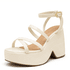 Sandália Feminina Anabela Com Tiras 194002 Croco Off White