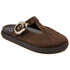 Clog Sabot Marrom Camurça Rasteira Fivela Flor da Pele 008