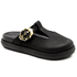 Clog Sabot Preto Nobucado Rasteira Fivela Flor da Pele 008
