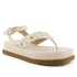 Sandália Flatform Feminina Papete Tiras Fivela 23402 Off White