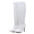 Bota Feminina Salto Fino Cano Alto 1715 Craquelê Branco