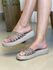 Sandalia Tamanco Flatform Em Napa Aveia Com Detalhes Coloridos 183020