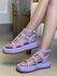 Sandália Papete Flatform Feminina Em Napa Lilás 183070 Com Aplicação Em Hotfix