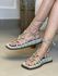Sandalia Papete Flatform Com Amarração e Metais Verde Mint 183080
