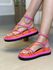 Sandalia Birken Papete De Amarrar Feminina Em Napa Laranja e Pink 183200