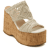 Tamanco Anabela Plataforma Off White Renda Natural 182177