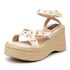 Sandália Feminina Anabela Plataforma Ilhós 9101 Off White