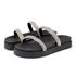 Papete Feminina Flatform Com Tiras De Strass 199051 Napa Preta