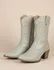 Bota Feminina Western Couro Legítimo Off-White Salto Bloco Texana 8805