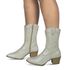 Bota Feminina Western Couro Legítimo Off-White Salto Bloco Texana 8805