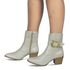 Bota Feminina Western Couro Legítimo Off-White Salto Bloco 8808