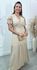 Vestido Estela Manga Dupla Babados Nude