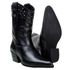 Bota Feminina Bico Fino Cano Curto Em Couro Legitimo Cor Preta Com Strass 