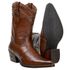 Bota Feminina Bico Fino Cano Curto Em Couro Legitimo Cor Pinhao Com Strass