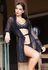 Robe Frelith Tule Transparente Renda Barra - PRETO