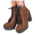 Bota Feminina Cano Curto Em Couro Salto Grosso Galway 240NBK Castor