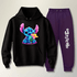 Conjunto Moletom Roxo Feminino Stitch Neon