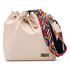 Bolsa Saco Pequena Ombro Marfim Com Alças Coloridas Prática e Elegante - Gouveia Costa