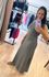 Vestido Canelado Longo Cinza