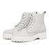 Coturno Bota Feminina Em Couro Com Amarração Off White Clara Tratorado