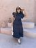Vestido Catarina Azul Marinho Risca de Giz Plus
