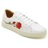 Tênis De Couro Cor Branco Com Flor Vermelhas 25000