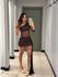VESTIDO JOICE TULE NULA MANGA MARROM