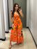 VESTIDO LONGO TALIA LARANJA ESTAMPA TUCANO
