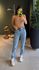 CALÇA MOM JEANS MARMORIZADA 