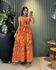 VESTIDO LONGO TALIA LARANJA ESTAMPA TUCANO