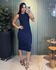 VESTIDO CANELADO BECCA AZUL MARINHO