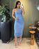 VESTIDO NULA MANGA AZUL