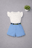 Conjunto Blusa de Brilho + Short Alfaiataria com cinto Azul