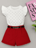 Conjunto Blusa De Brilho + Short Alfaiataria Com Cinto Vermelho 