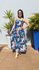 Vestido Gabi Azul Marinho com Estampa Floral Midi