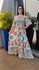Vestido Midi Estampa Tropical Mangas Soltinhas Lastéx Busto e Costas AZUL