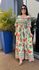 Vestido Midi Estampa Tropical Mangas Soltinhas Lastéx Busto e Costas Verde
