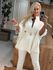 Capa Oversized Em Fio Pluma Com Cinto Off White 