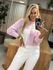 Blusa Abenção Em fio Pluma Quadriculado Rosa 